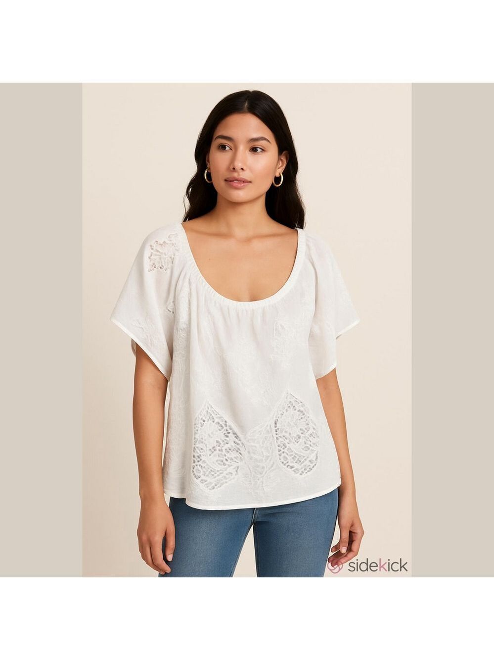 Lane Bryant White Lace Embroidered Tunic Top